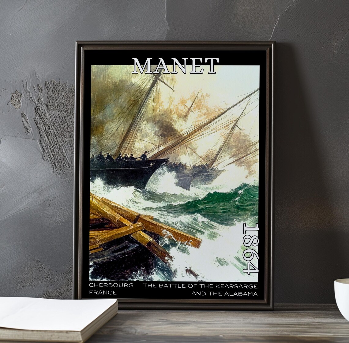 Manet Battle of Kearsarge and Alabama 1864 Clashing Warships Art Poster