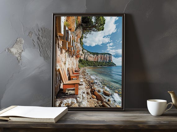 A Coastal View With Cliffs Paul Cezanne Inspired Impressionist Art Print French Landscape Maritime Poster Still Life