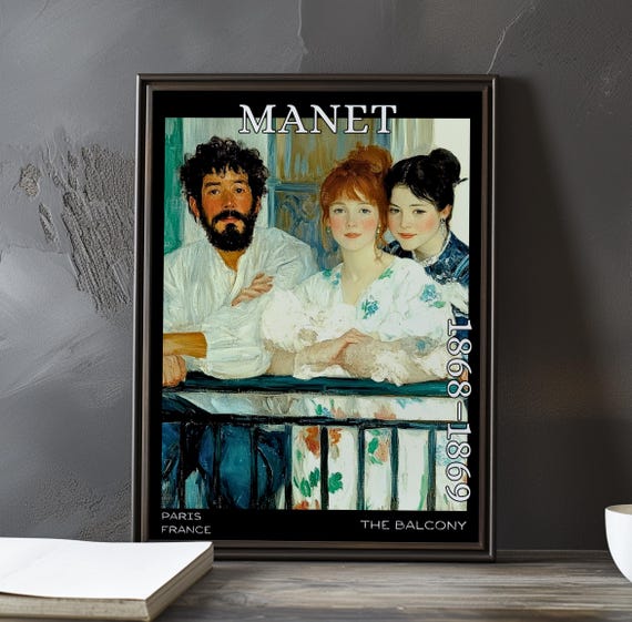 The Balcony 18681869 Douard Manet Print Poster French Impressionism Modern Figures Green Shutter Artwork Parisian Realism Art Decor