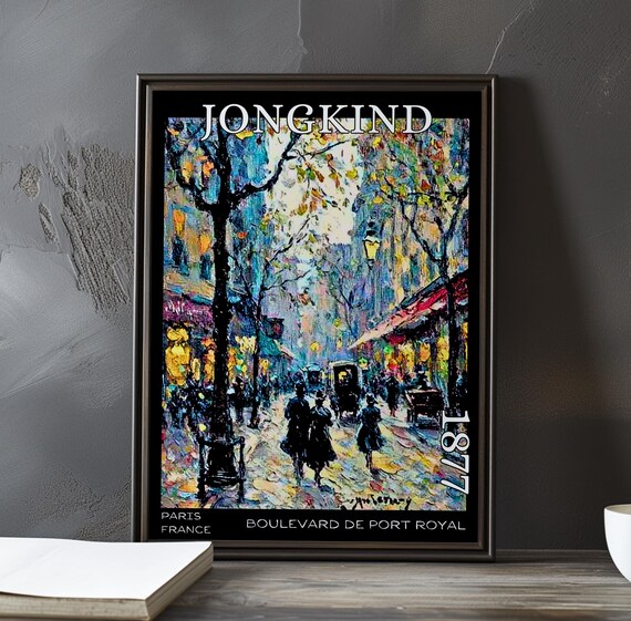 Jongkind 1877 Bustling Paris Boulevard in Vivid Color Poster