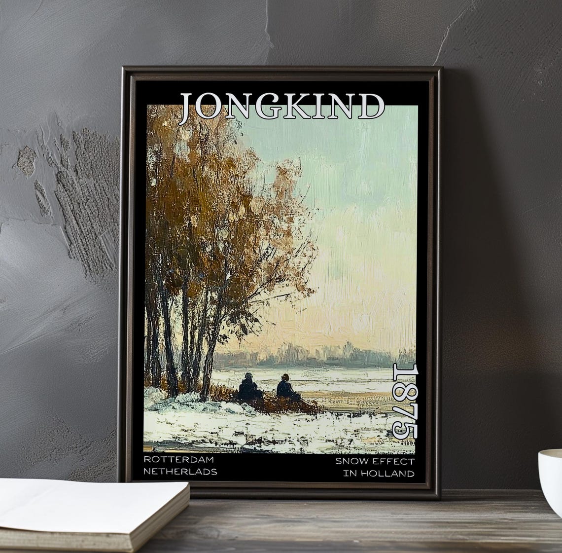 Johan Jongkind Winter Riverbank Two Figures 1875 Snow Poster