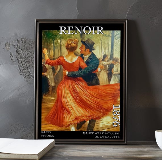 Dance At Le Moulin De La Galette 1876 Pierreauguste Renoir Print Poster French Impressionism Paris Social Life Montmartre Decor Art