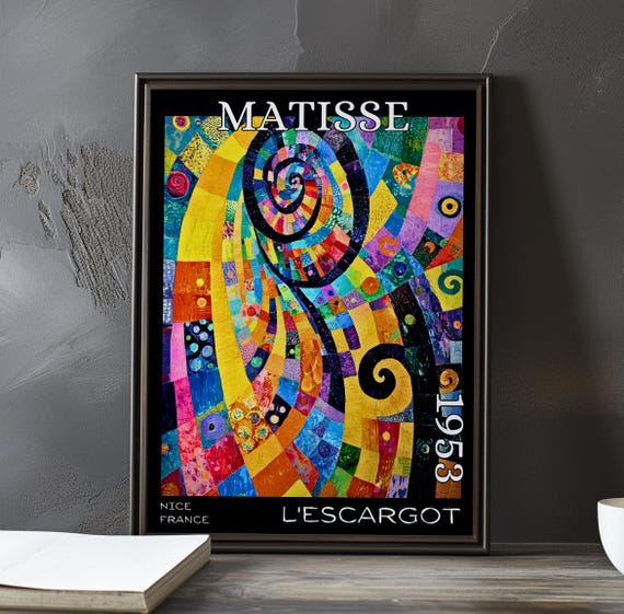 Lescargot 1953 Henri Matisse Print Poster Modern Abstract Spiral Art Collage Cutout French Post Impressionism Decor 20th Century
