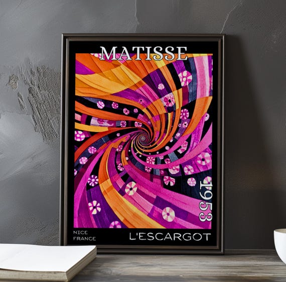 Lescargot 1953 Henri Matisse Print Poster Modern Abstract Spiral Art Collage Cutout French Post Impressionism Decor 20th Century