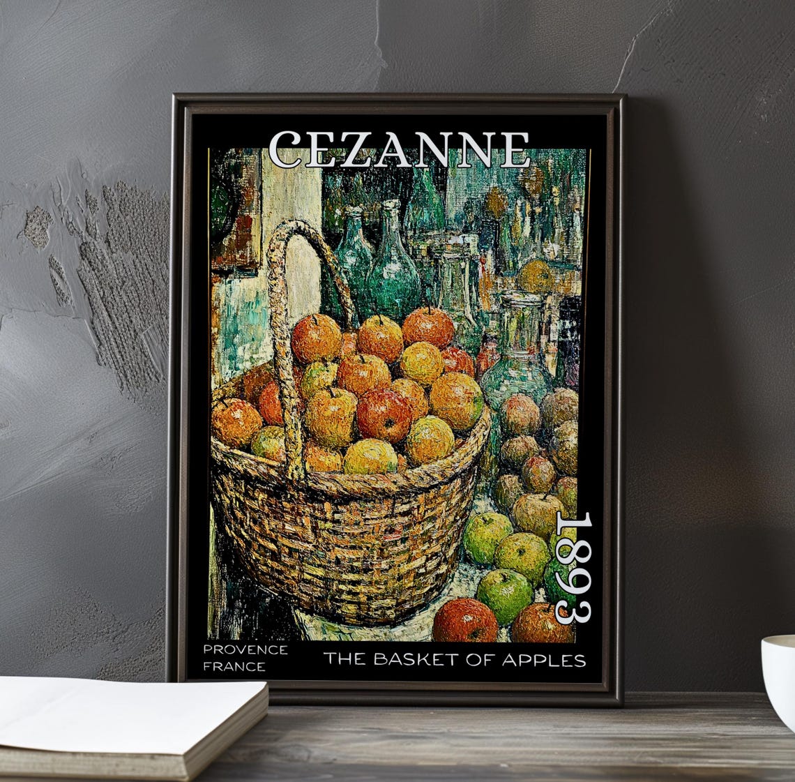 Cezanne The Basket Of Apples 1893 Still Life With Bottles Poster