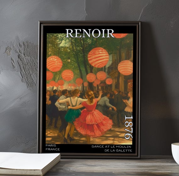 Dance At Le Moulin De La Galette 1876 Pierreauguste Renoir Print Poster French Impressionism Paris Social Life Montmartre Decor Art