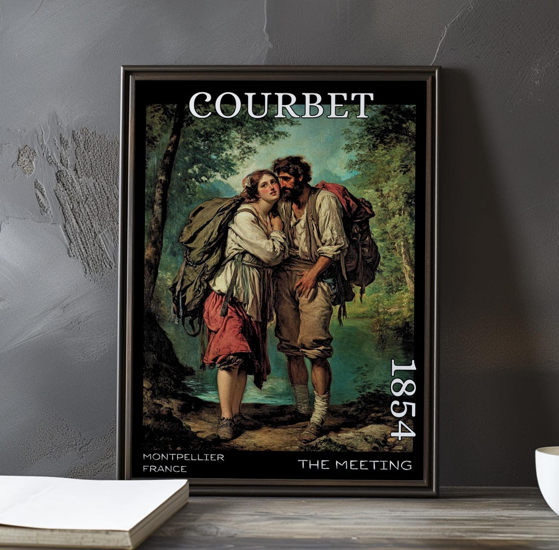 The Meeting Two Lovers Embracing by a River 1854 Courbet Poster