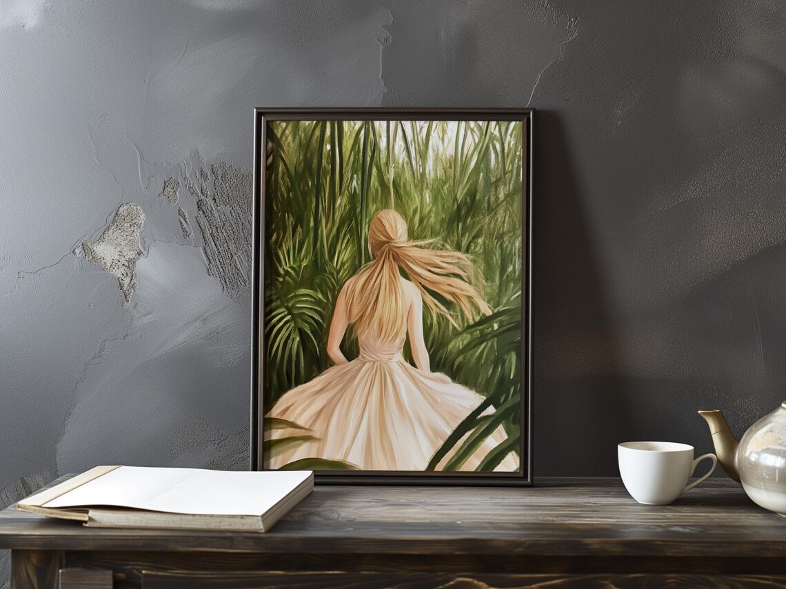 Berthe Morisot Blonde Woman Cream Dress Among Reeds Art Poster
