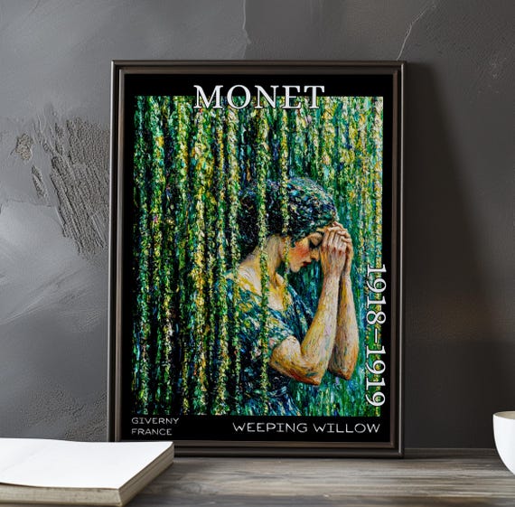 Weeping Willow 19181919 Claude Monet Print Poster Impressionism Post Impressionist Tree 20th Century Garden Landscape Wwi Era Art