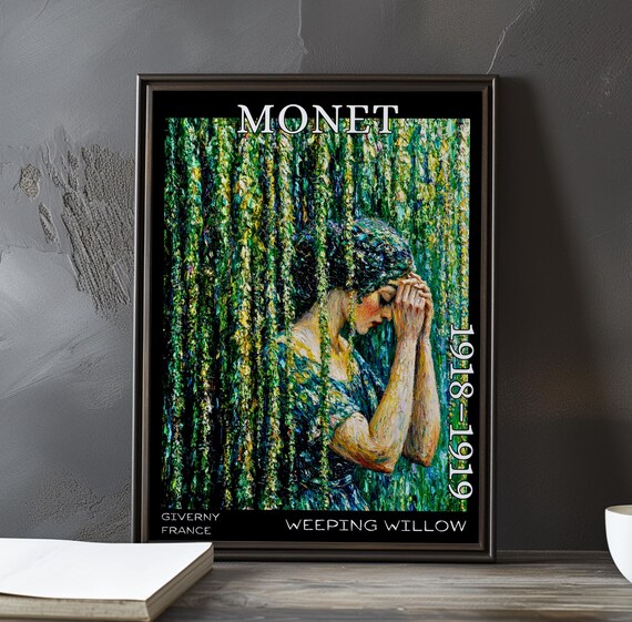 Weeping Willow Praying Woman Hands Clasped Monet 1918-1919 Poster