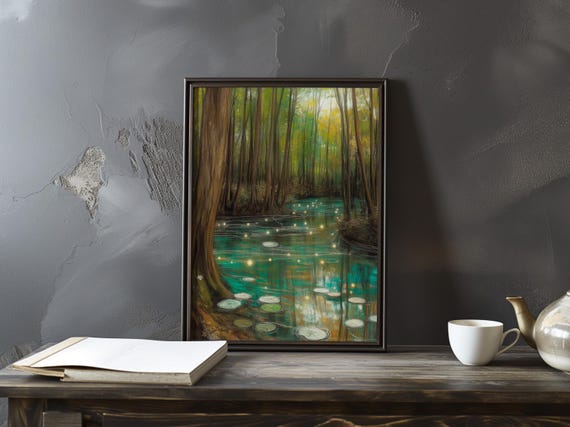 Claude Monet Poster Water Lilies Garden At Giverny Impressionist Gallery Print Colourful Impressionism Art Home Decor