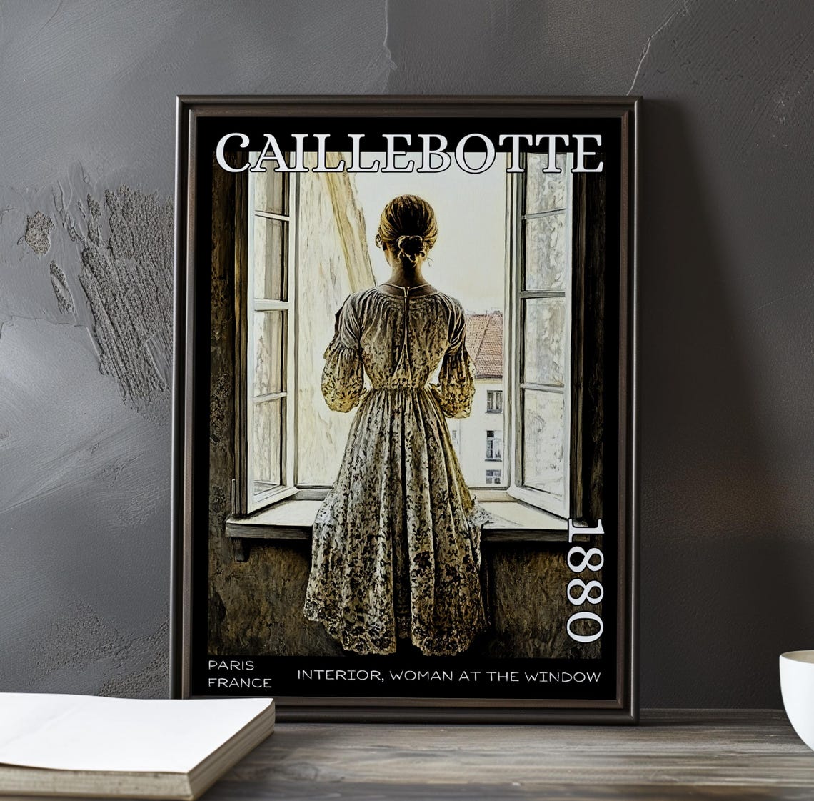 Caillebotte Interior Woman at the Window Standing Gown Poster