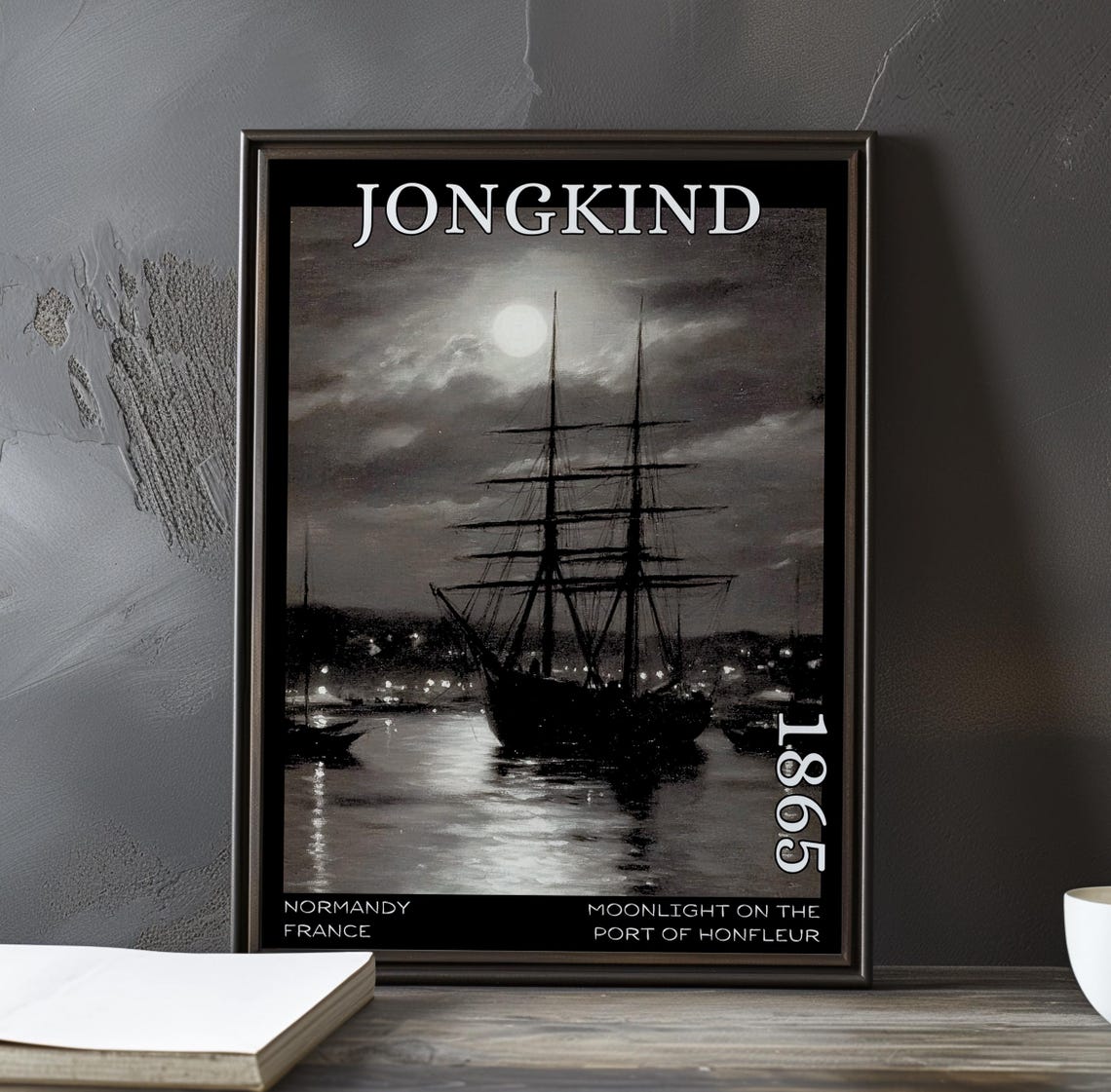 Johan Jongkind Tall Ship in the Moonlight 1865 Harbor Poster