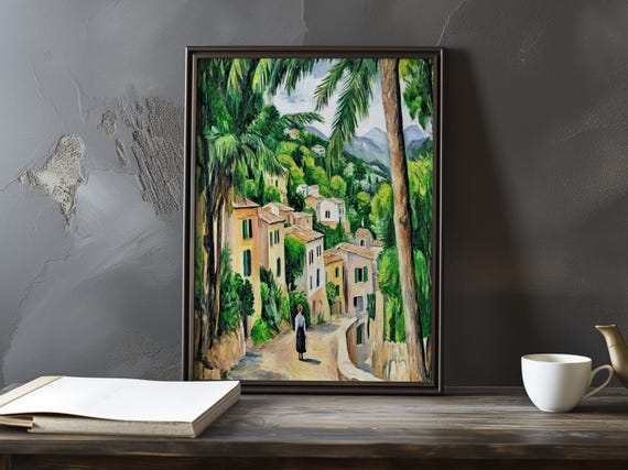 A View Of Village From Afar Paul Cezanne Inspired Impressionist Art Print French Natural Landscape Still Life Poster Impressionism