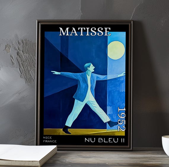 Nu Bleu Ii 1952 Henri Matisse Print Poster Blue Nude Abstract Cutout Female Figure French Post Impressionism Fauvist Art Decor 1950s