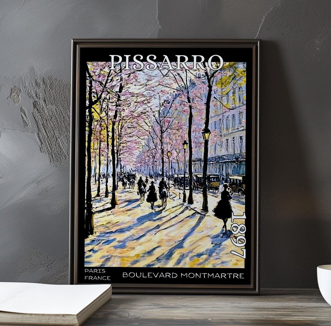 Pissarro Boulevard Montmartre 1897 Long Shadows Horse Riders Poster