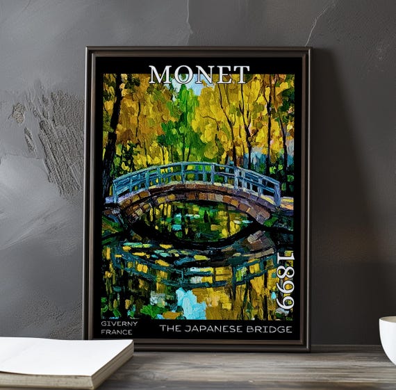 The Japanese Bridge 1899 Claude Monet Print Poster Impressionism Post Impressionist Garden Arch 20th Century Floral Scene Lily Decor
