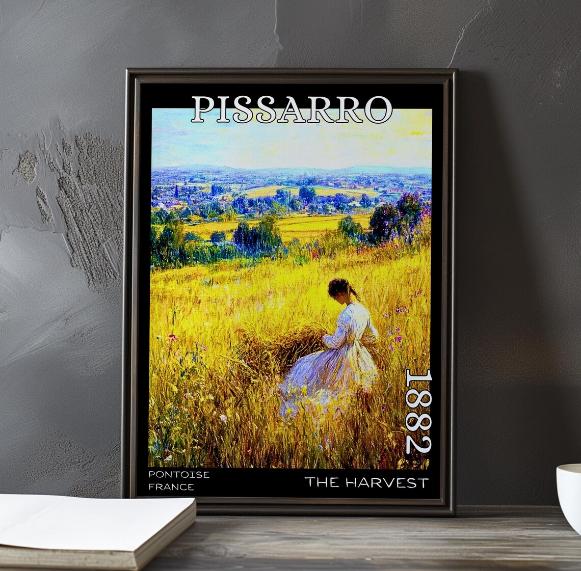 Pissarro The Harvest 1882 Resting Woman in Golden Wheat Field Poster
