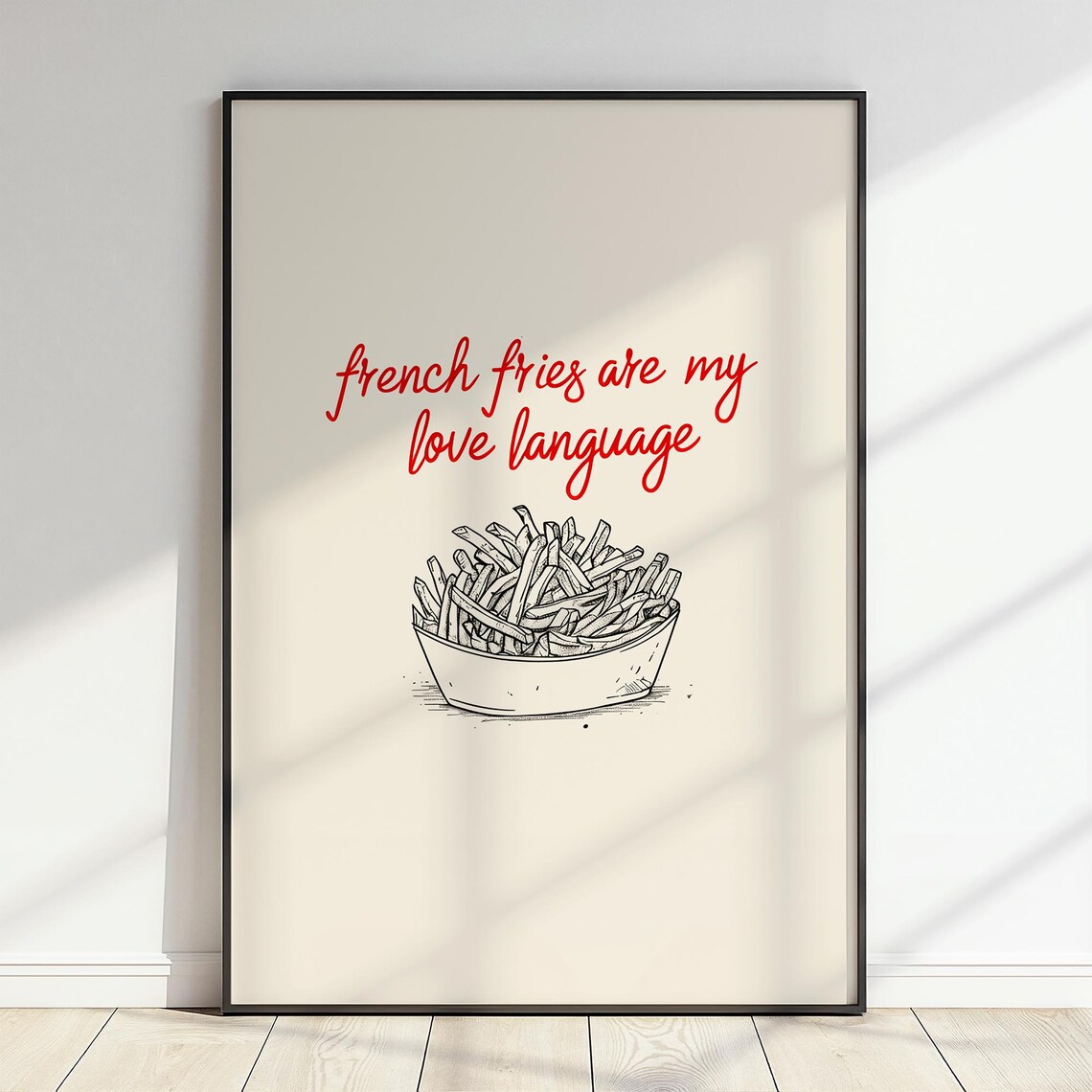 French Fries My Love Language, Minimalist Kitchen Art