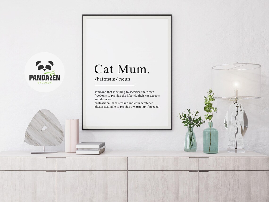 Cat Mum Definition Funny Typography Print Gift for Cat Lovers and Pet Moms - Image 2