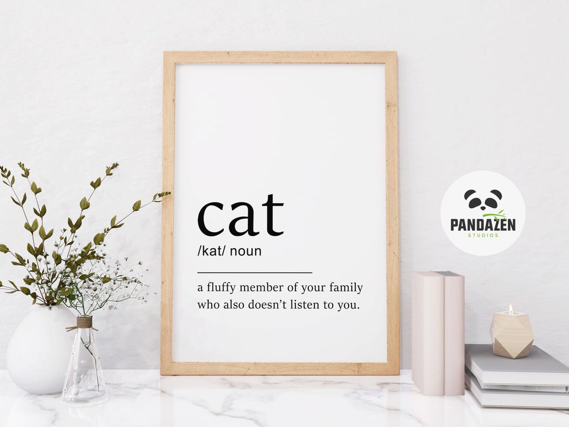 Cat Definition Fluffy Family Member Funny Pet Typography Poster - Image 7