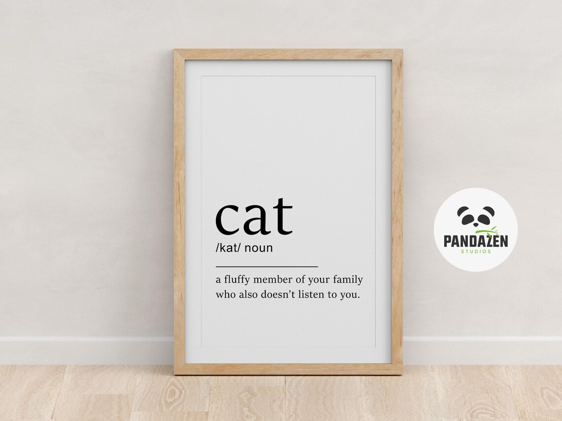 Cat Definition Fluffy Family Member Funny Pet Typography Poster - Image 4