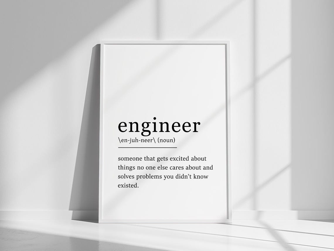 Engineer Definition Print Job Definition Poster Print Engineering Wall Art Engineer Funny Gift Engineer Dictionary Definition
