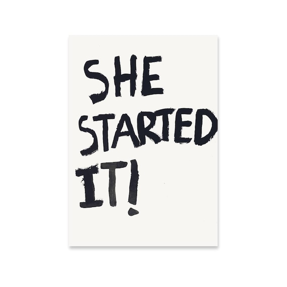 She Started It Wall Print Retro Wall Art Trendy Wall Art Typography Funny Print Humorous Print She Started It