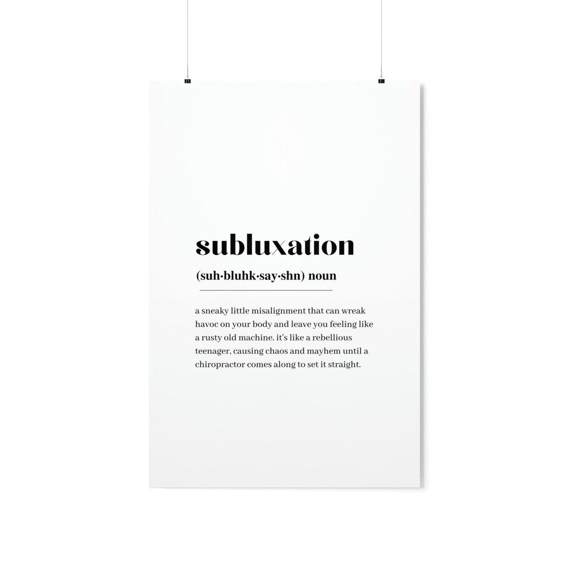 Chiropractic Subluxation Definition Print Wall Art Quote Minimalist Home Dictionary