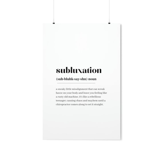 Chiropractic Subluxation Definition Print Wall Art Quote Minimalist Home Dictionary