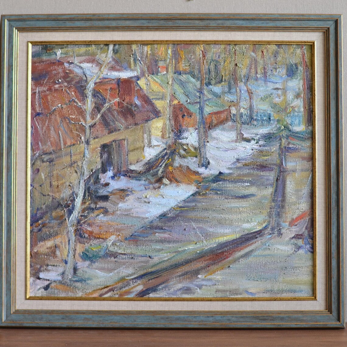 Village Landscape With Snowy Road, Impressionist Art Print - Image 4