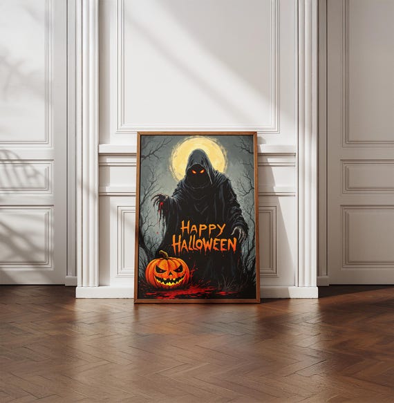 Cute Cat Print Halloween Wall Art Vintage Black Lover Gift Poster