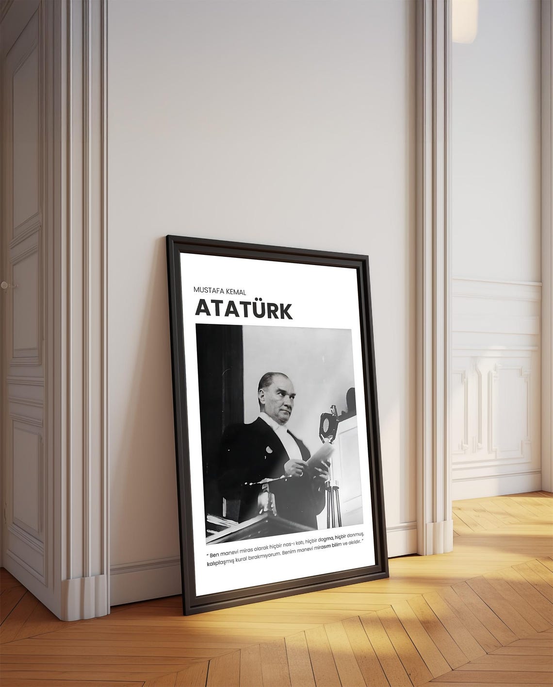 Mustafa Kemal Ataturk Black and White Portrait Speech Poster