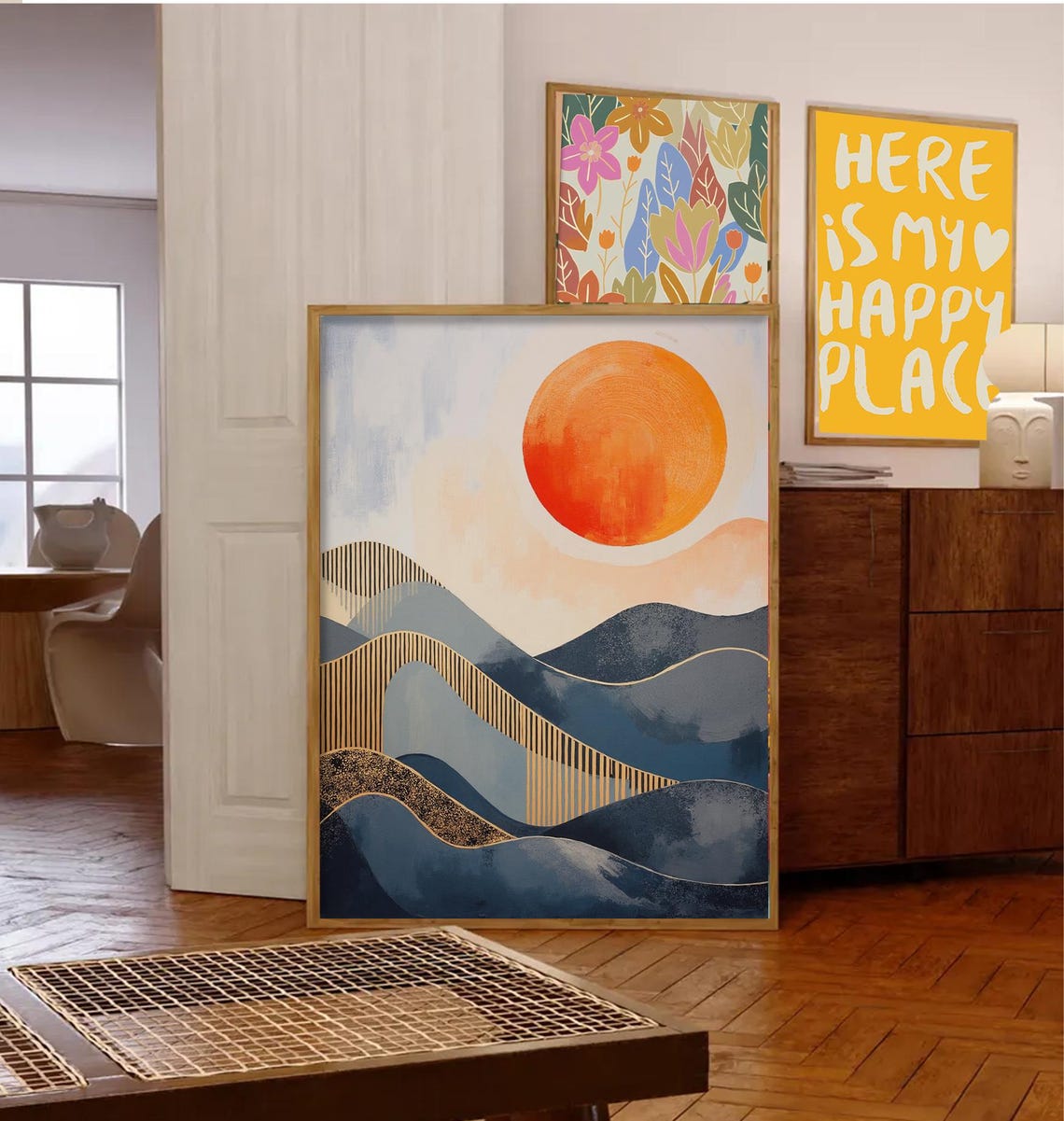 Sunset Boho Mountain And Water Landscape Art Print - Image 6