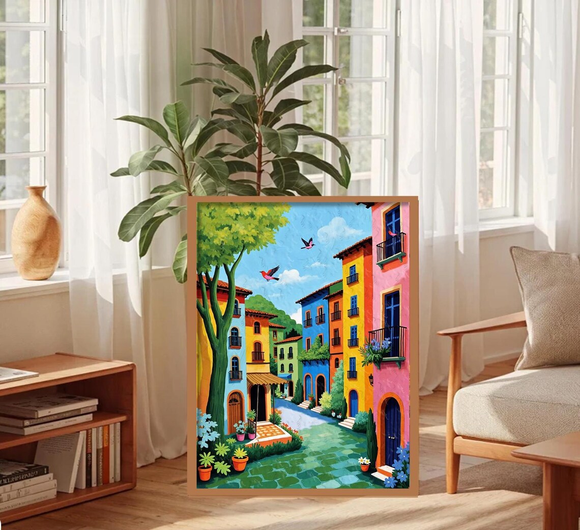 Boho Birds In Sky, Urban Landscape Art Print - Image 5
