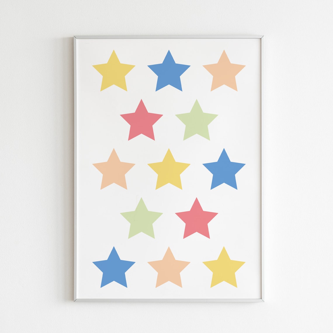Pastel Rainbow Stars, Nursery Decor Poster