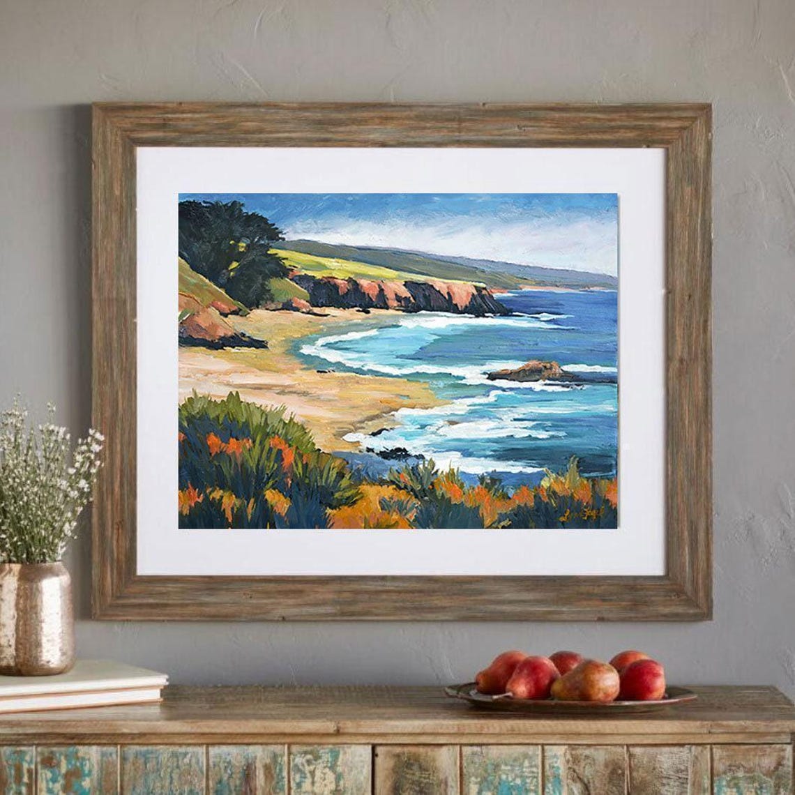 Monterey California Rocky Cliff Beach Turquoise Surf Travel Poster - Image 5