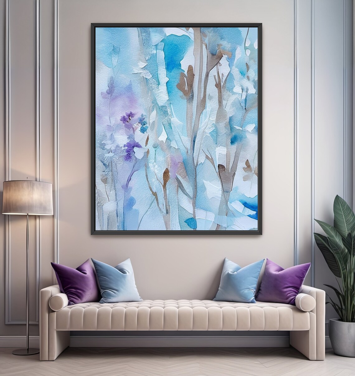 Abstract Acrylic Painting, Textured Purple Wall Art Print - Image 4