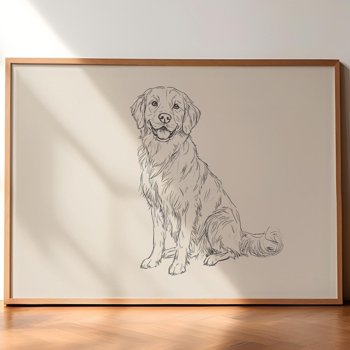 Golden Retriever Print Dog Vintage Print Dog Wall Art Antique Vintage Painting Dog Retro Drawing Farmhouse Print Retriever Wall Art