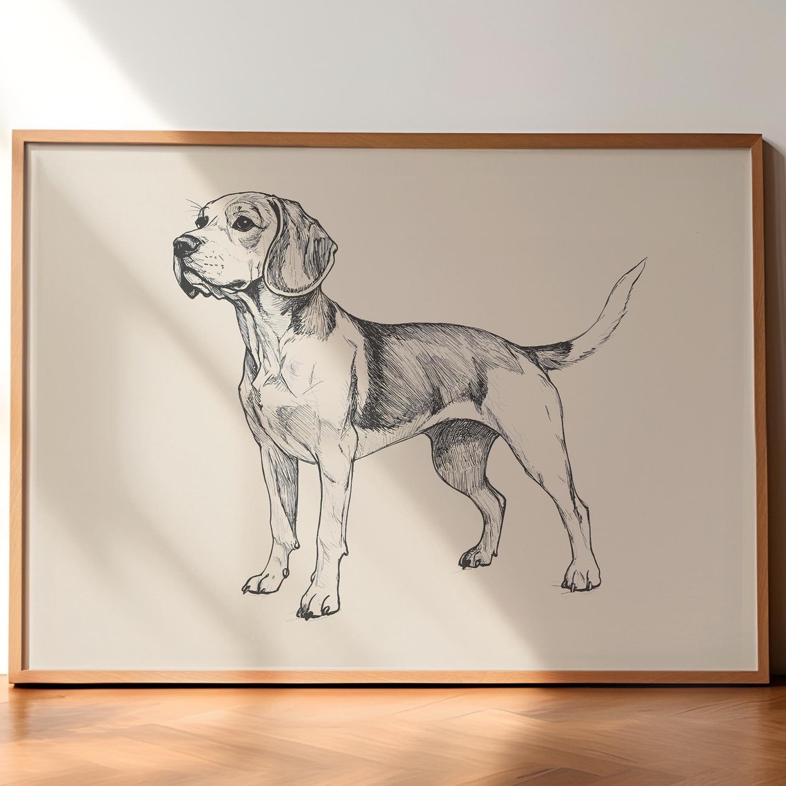 Beagle Vintage Print Dog Wall Art Antique Vintage Painting Farmhouse Wall Art Country Wall Art Dog Drawing Retro Dog Print Beagle Art