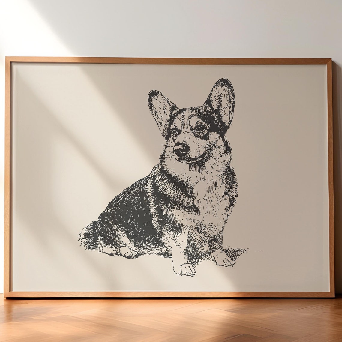 Corgi Vintage Print Dog Wall Art Antique Vintage Painting Farmhouse Wall Art Country Wall Art Dog Drawing Retro Dog Print Corgi Art