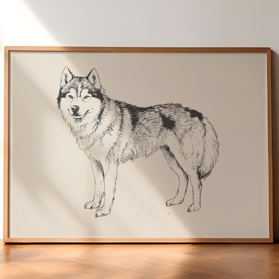 Husky Vintage Print Pet Wall Art Dog Retro Painting Animal Art Antique Drawing Country Wall Decor Dog Sketch Farmhouse Husky Poster
