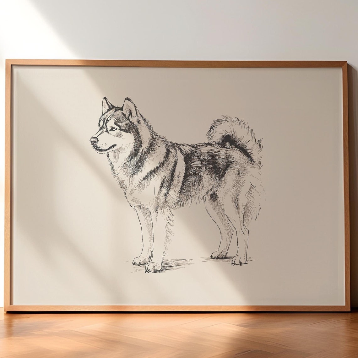 Husky Retro Painting Dog Vintage Print Pet Wall Decor Animal Art Antique Drawing Country Wall Art Dog Sketch Farmhouse Husky Poster