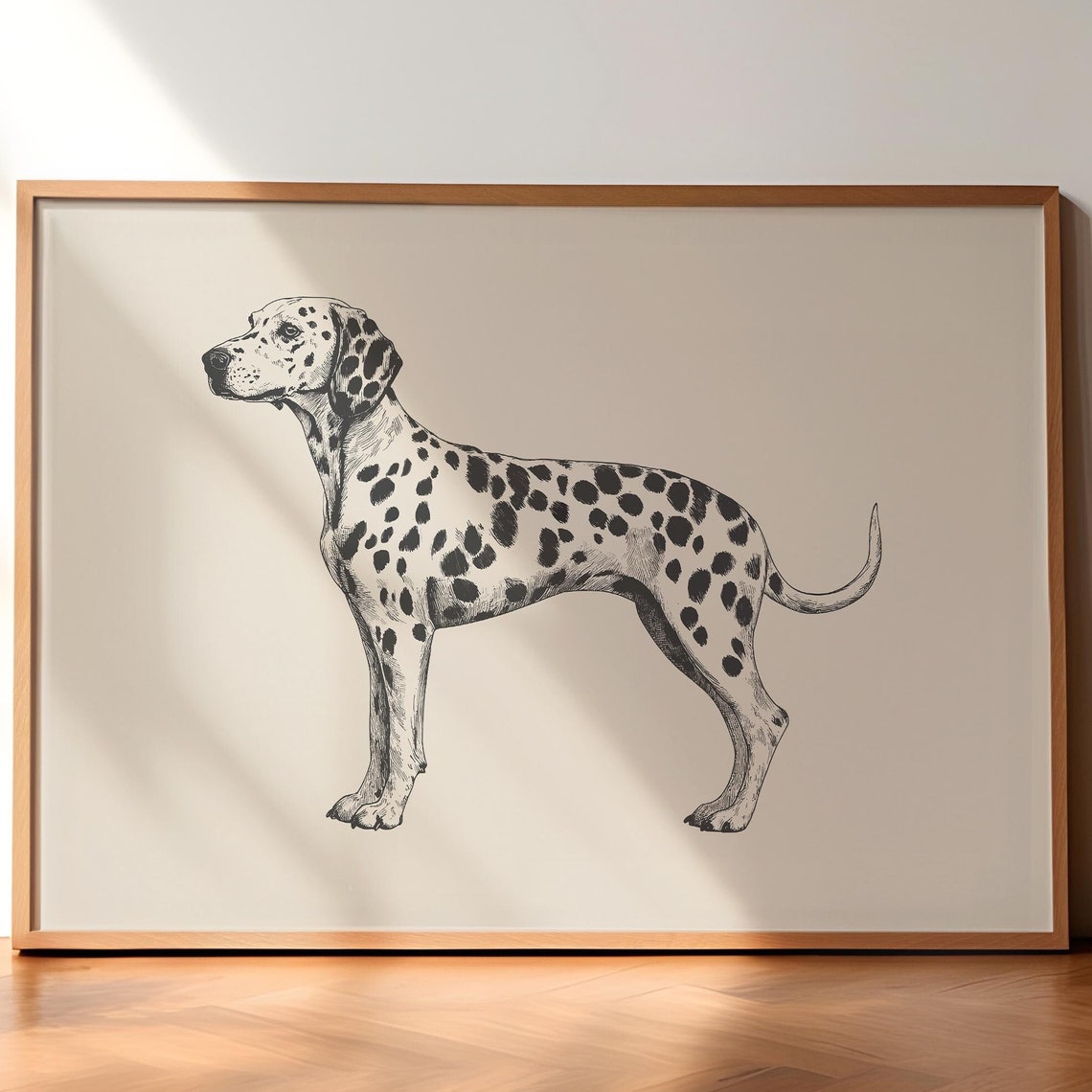 Dog Horizontal Print Dalmatian Dog Wall Art Antique Vintage Painting Farmhouse Wall Decor Country Wall Art Dog Drawing Retro Dog Print