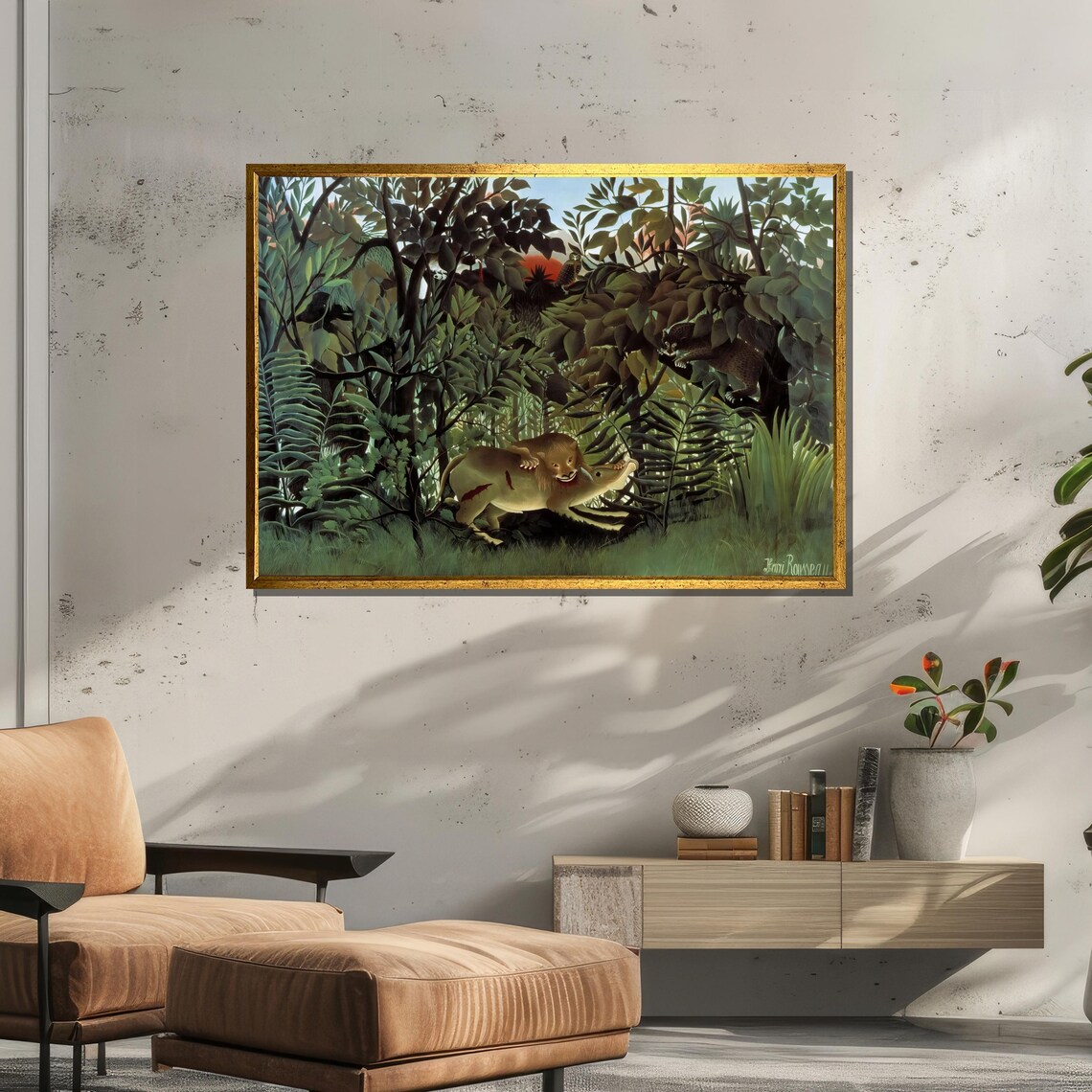 Henri Rousseau The Hungry Lion, Jungle Scene Art Print - Image 3