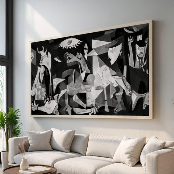 Black And White Abstract Cubism Modern Art