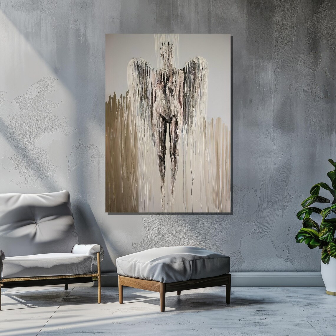 Abstract Angel Art Print, Textured Modern Religious Decor - Image 2