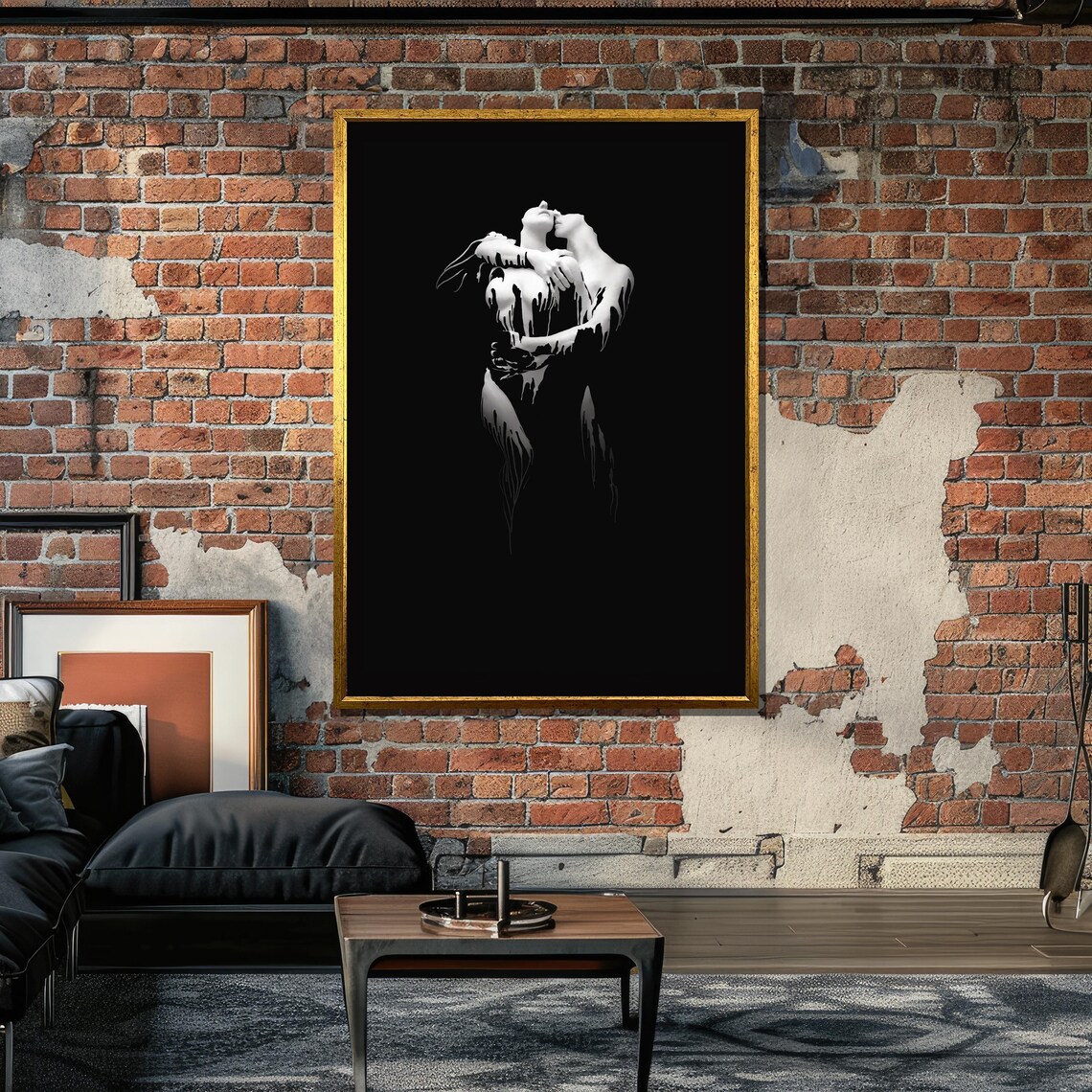 Abstract Lovers Embrace, Minimalist Surrealist Art - Image 6