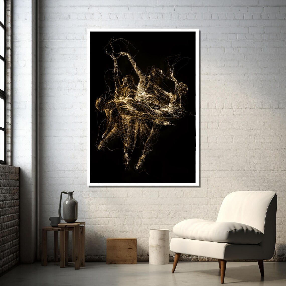 Golden Abstract Dance, Modern Ballet Dancer Light Lines - Image 2