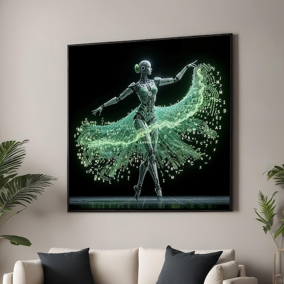 Futuristic Cyber Ballerina, Robotic Dance Art Print